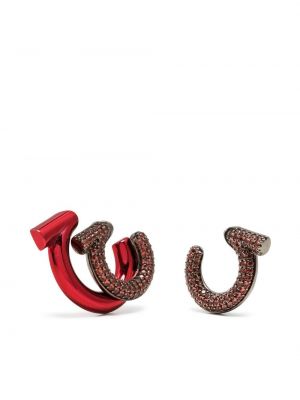 Salvatore Ferragamo Gancini-logo crystal-embellished earrings - Rouge