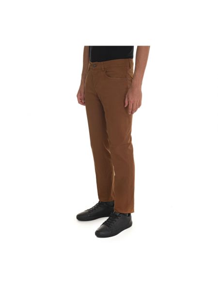 Pantalones chinos de cuero con bolsillos Fay marrón