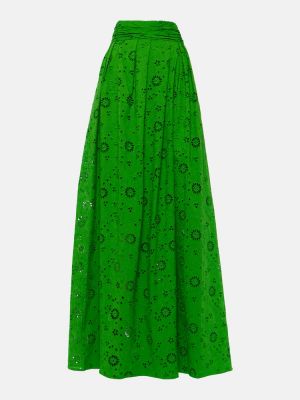Ažur pamučna maksi suknja Carolina Herrera zelena