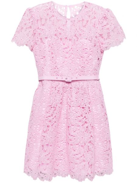 Μini φόρεμα με δαντέλα Self-portrait ροζ