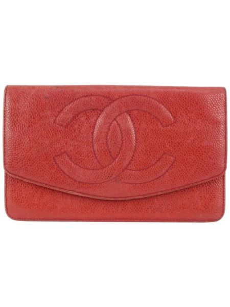 Portefeuille en cuir Chanel Vintage rouge