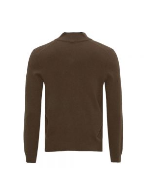 Jersey cuello alto de lana con cremallera de tela jersey Hugo Boss marrón