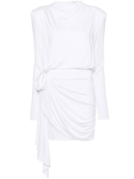 Φλοράλ μίντι φόρεμα ντραπέ Magda Butrym λευκό