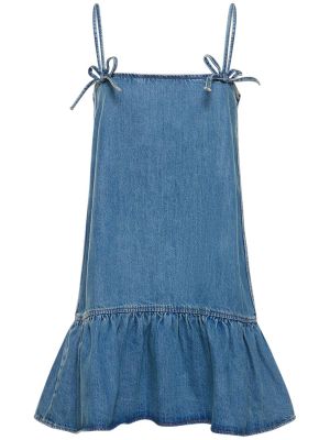Bavlněné mini šaty Ganni modré