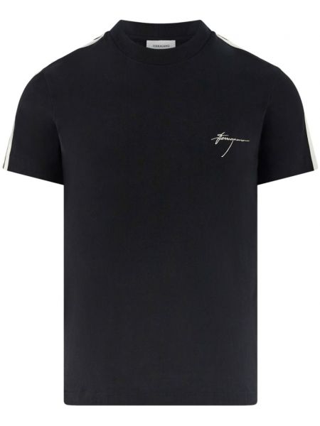 Βαμβακερή μπλούζα Ferragamo μαύρο