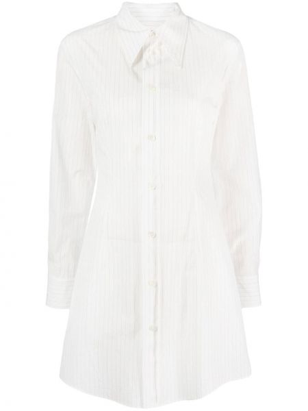 Bombažna srajčna obleka s črtami Mm6 Maison Margiela bela