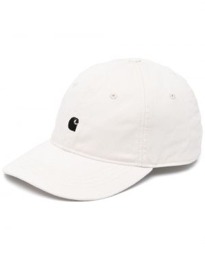 Памучна шапка с козирки бродирана Carhartt Wip бяло