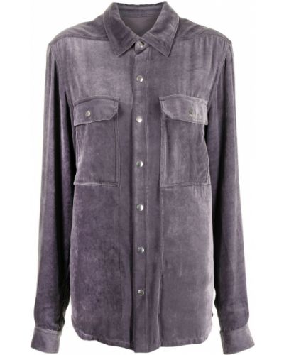 Camisa con botones de cachemir con estampado de cachemira Rick Owens violeta