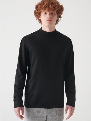 Vilnas džemperis ar augstu apkakli Avva melns