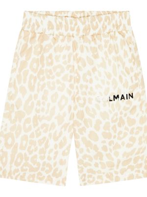 Leopardikuvioiset printti puuvilla shortsit pojille Balmain Kids beige