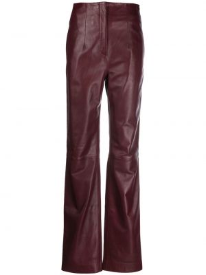 Pantaloni din piele Alberta Ferretti roșu