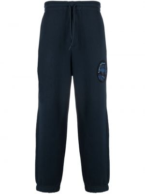 Pantaloni sport din bumbac Emporio Armani albastru