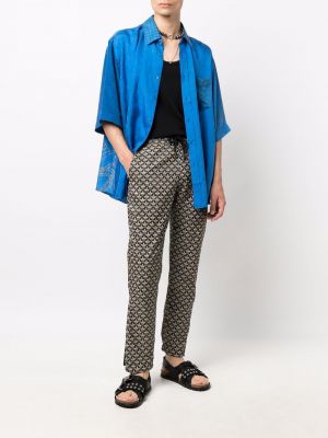 Pantalones ajustados con estampado con estampado abstracto Paco Rabanne azul
