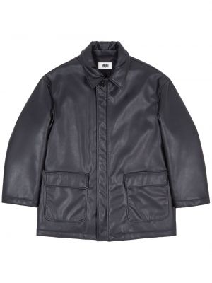 Usnjena jakna z vezenjem Mm6 Maison Margiela črna