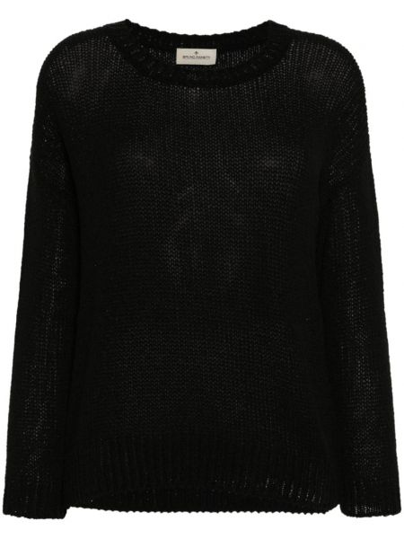 Chunky дълъг пуловер с кръгло деколте Bruno Manetti черно