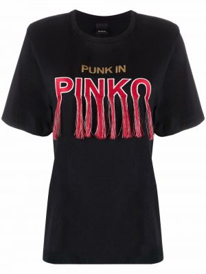 Camiseta con flecos Pinko negro