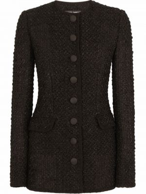 Tweed lang jakke Dolce & Gabbana svart