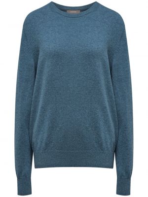 Кашмирен пуловер с кръгло деколте 12 Storeez синьо