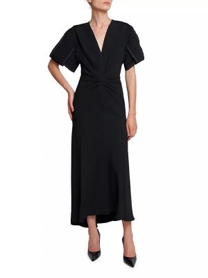 Платье миди с коротким рукавом Victoria Beckham черное
