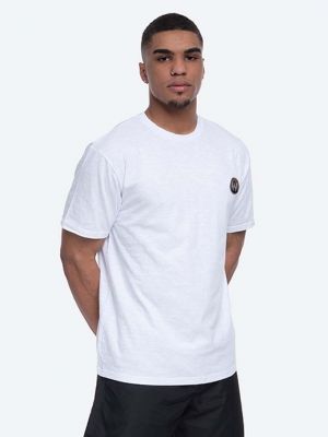 Памучна тениска с дълъг ръкав с апликация Wood Wood бяло
