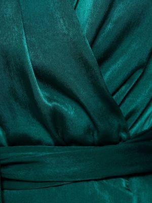 Satynowa sukienka długa Costarellos zielona