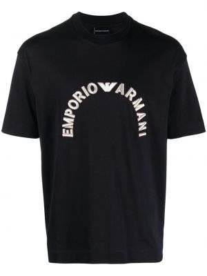 Памучна тениска бродирана Emporio Armani