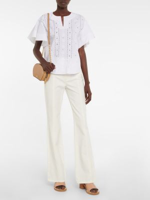 Zvonové džíny s výšivkou s vysokým pasem See By Chloã© bílé