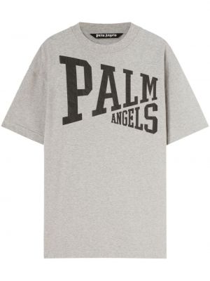 Tričko s potlačou s okrúhlym výstrihom Palm Angels sivá