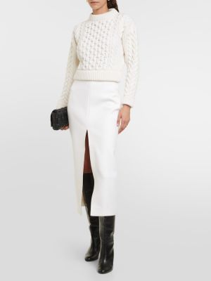 Jersey de cachemir de tela jersey con estampado de cachemira Patou blanco