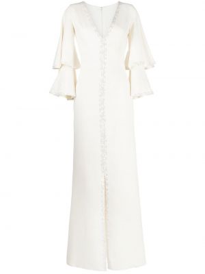 Макси рокля с пайети Saiid Kobeisy бяло