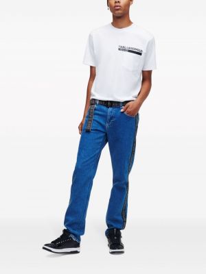 Proste jeansy z niską talią w paski Karl Lagerfeld Jeans niebieskie