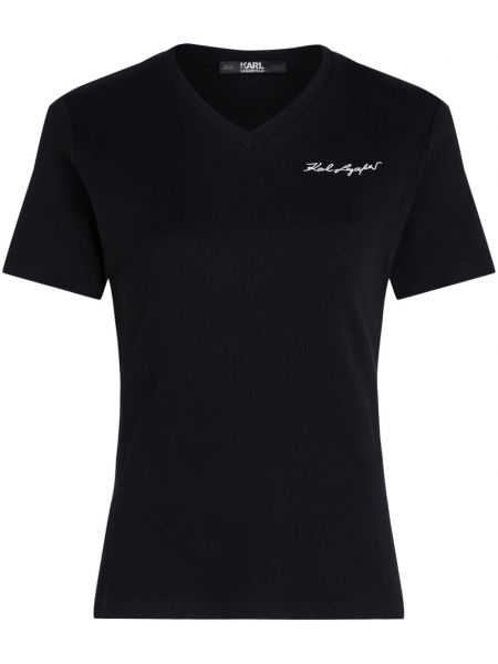 T-krekls ar izšuvumiem Karl Lagerfeld melns