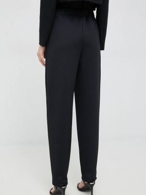 Jednobarevné kalhoty s vysokým pasem Emporio Armani černé