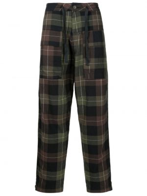 Ravne hlače s karirastim vzorcem s potiskom Osklen