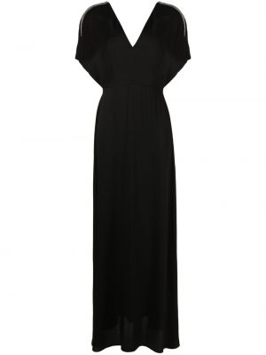 Вечерна рокля с мъниста с v-образно деколте Fabiana Filippi черно