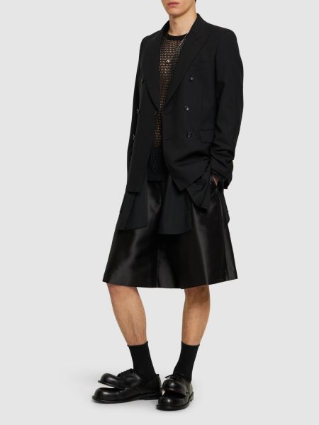 Plisované bavlnené hodvábne šortky Comme Des Garçons Homme Plus čierna