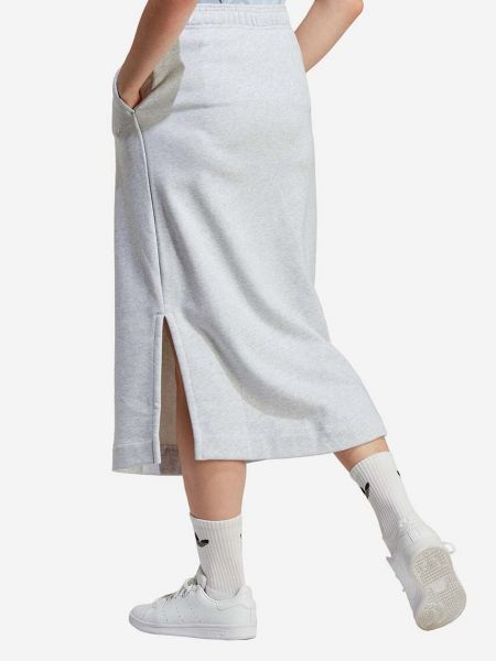 Bavlněné midi sukně Adidas Originals šedé