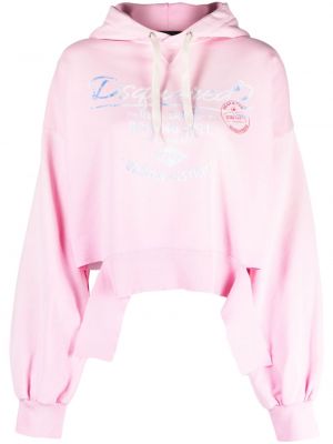 Hoodie con stampa in jersey Dsquared2 rosa