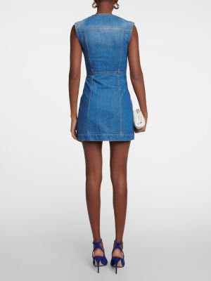 Denim obleka z v-izrezom Victoria Beckham modra