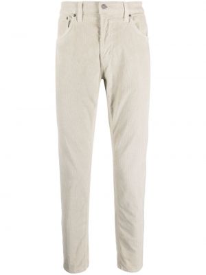 Manšestrové kalhoty s nízkým pasem Dondup béžové