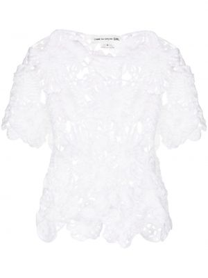 Bluză cu model floral cu decolteu rotund din dantelă Comme Des Garçons Girl alb