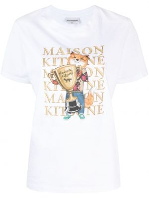 Bombažna majica Maison Kitsuné bela