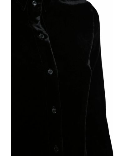 Sametová hedvábná přiléhavá košile Tom Ford černá