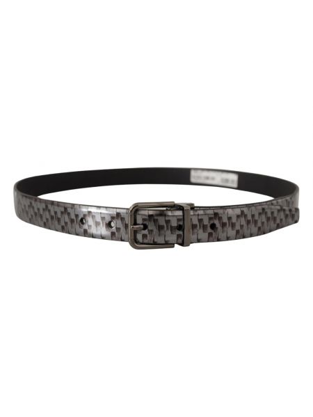 Cinturón de cuero con hebilla Dolce & Gabbana gris