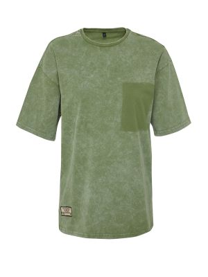 Dzianinowa koszulka bawełniana oversize Trendyol khaki