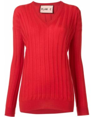 Jersey con escote v de tela jersey Plan C rojo