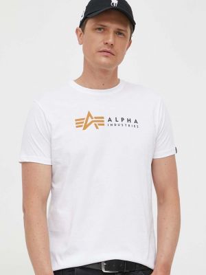 Pamut nyomott mintás póló Alpha Industries - fehér