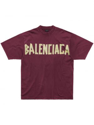 Памучна тениска с принт червено Balenciaga
