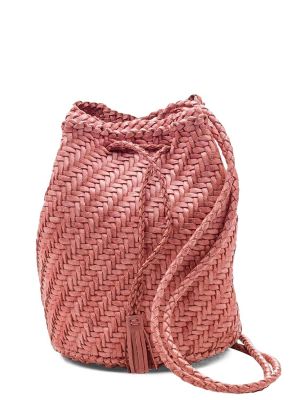 Pletena kožna torba za preko ramena Dragon Diffusion ružičasta