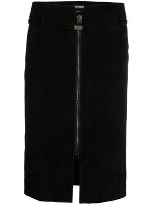 Велурена пола с цип Tom Ford черно